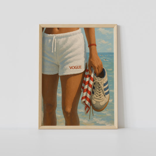 Retro plaża w stylu Vogue — letni plakat
