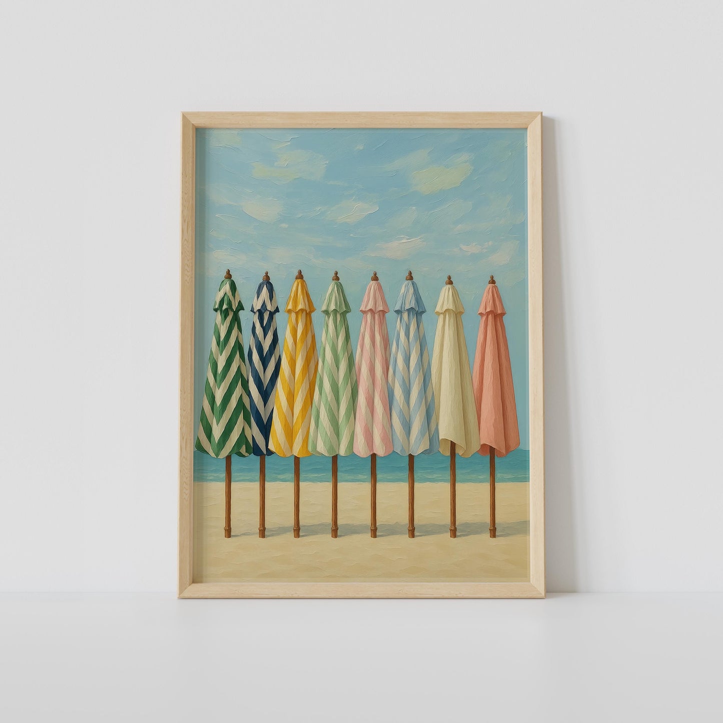 Pasiaste parasole plażowe — plakat coastal