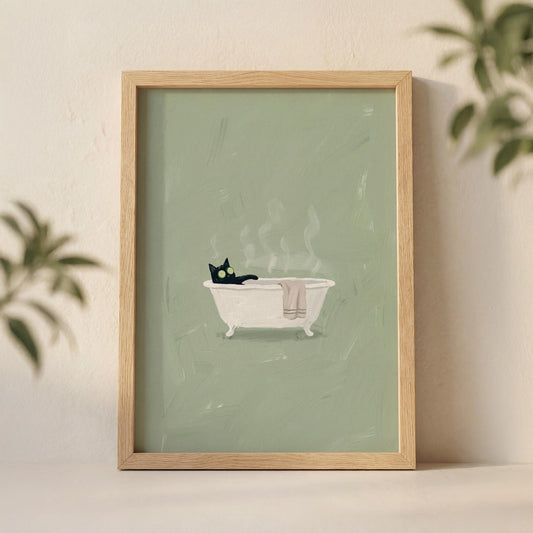 Czarny kot w wannie z ogórkami — plakat SPA